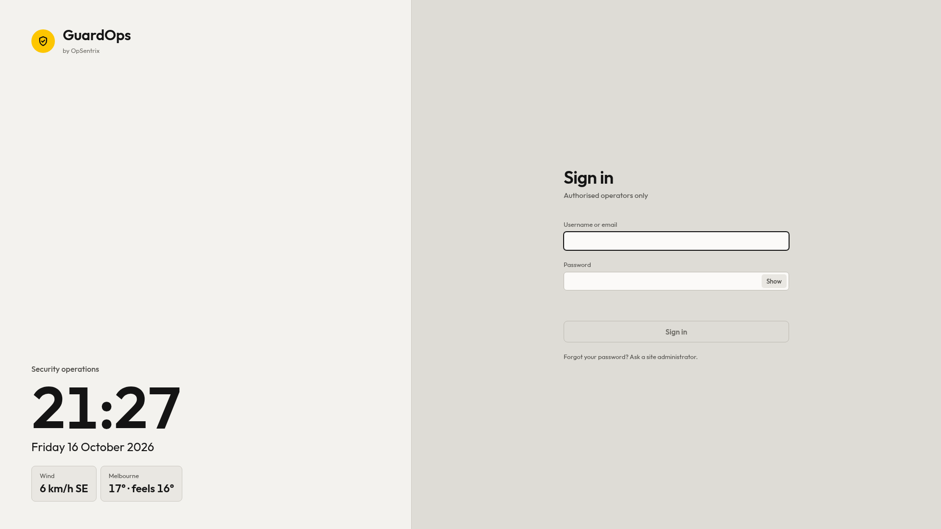 Open the sign-in page in the GuardOps Sign in screen